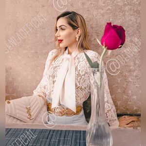 ZARA LACE SHIRT WITH TIED DETAIL